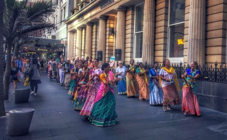 Devotees doing Harinama in Auckland